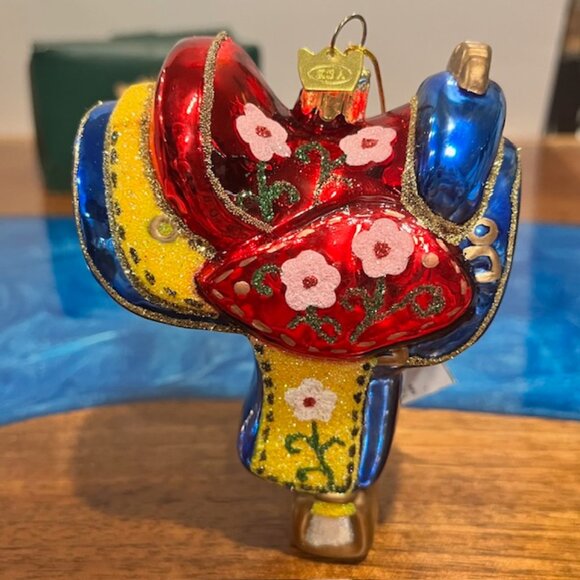 Kurt Adler Noble Gems Glass Saddle with Flowers Ornament NWT - Picture 2 of 9